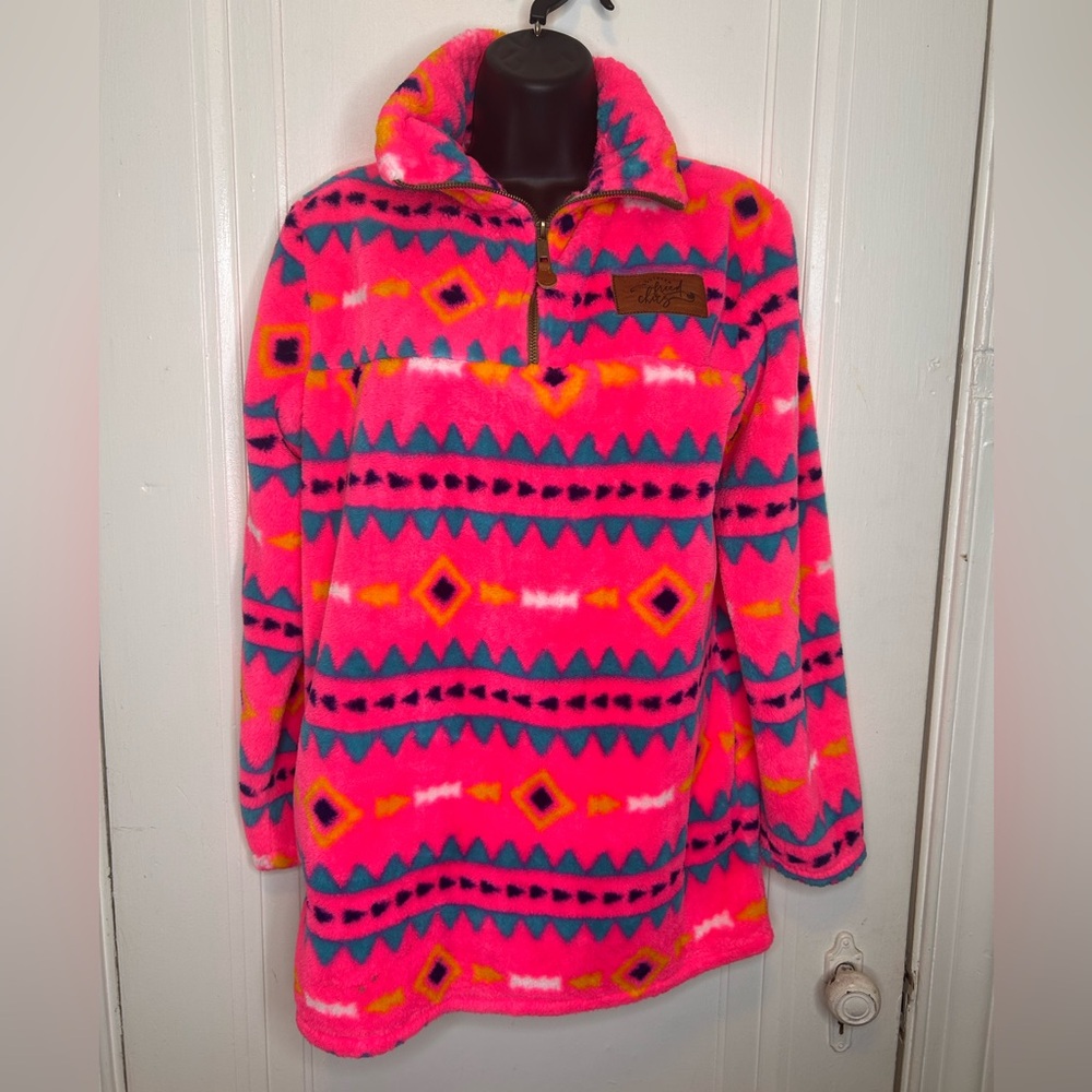 Vibrant Pink Patterned Teddy Jacket - image 1